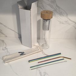 Glass Tea TUMBLER with Stainless Steel Infuser