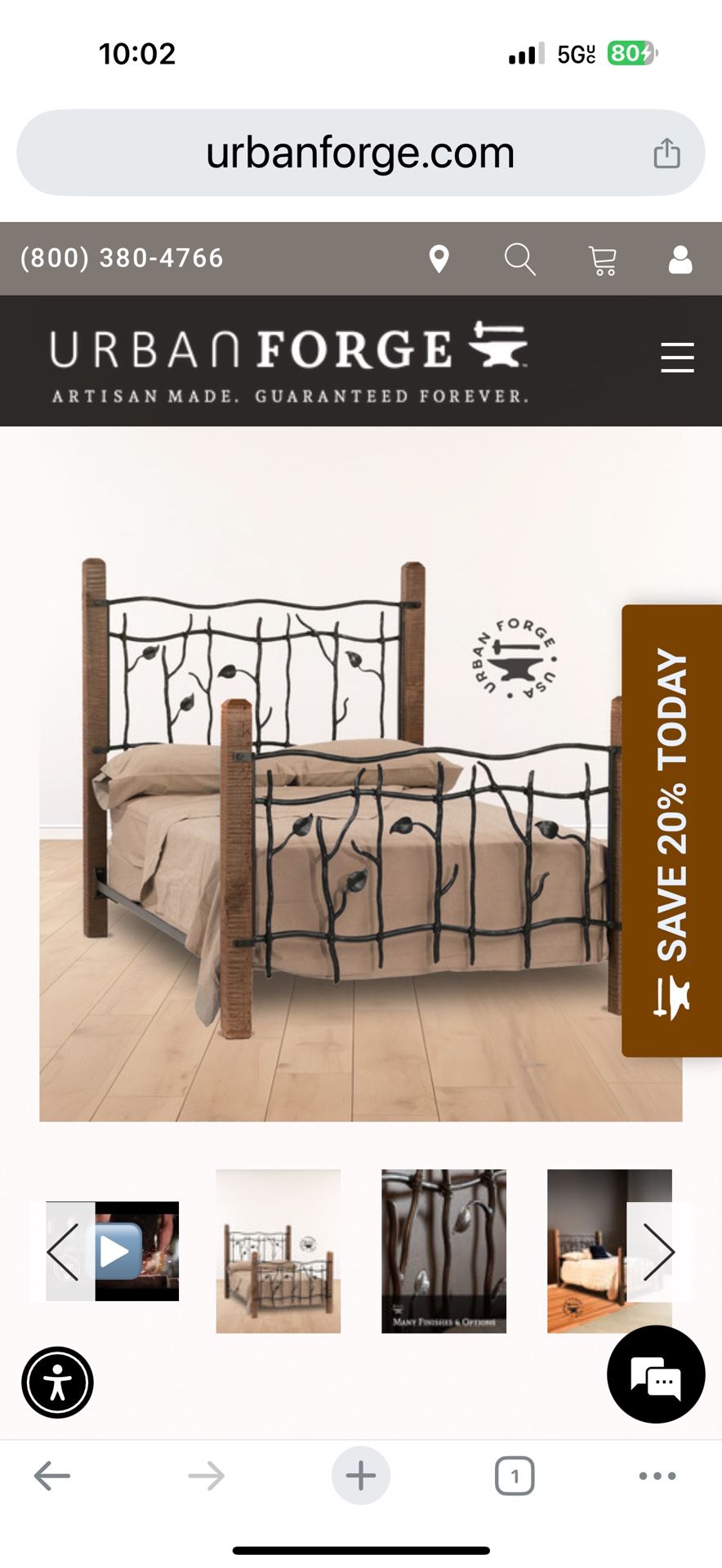 Wood And Iron King size Wood Forged Bed