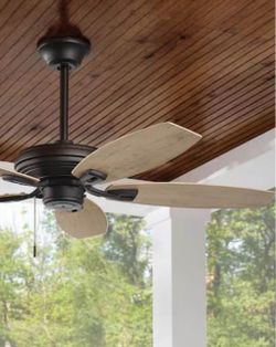 North Pond 52 in. Indoor/Outdoor Matte Black Ceiling Fan with Downrod and Reversible Motor; Light Kit Adaptable.     Hampton Bay Model # 51718  L-3610