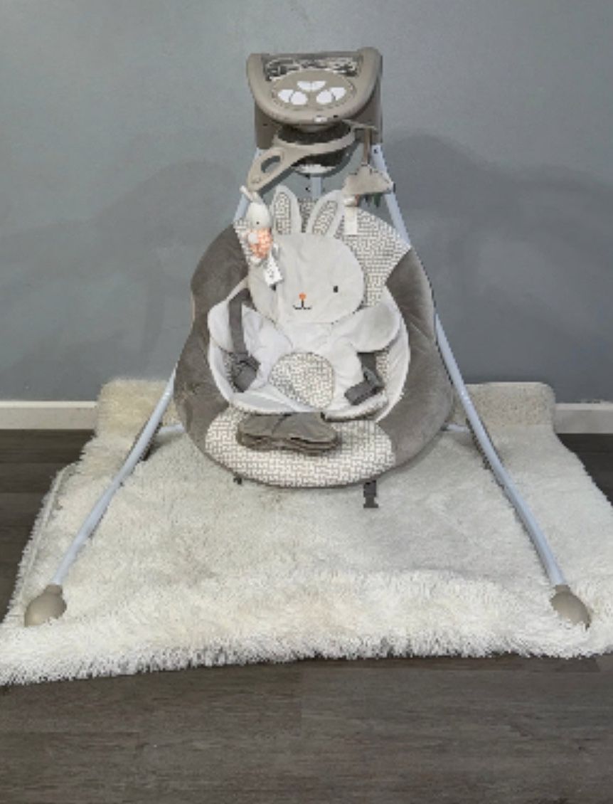 Ingenuity InLighten 6-Speed Foldable Baby Swing with Light Up Mobile Bunny