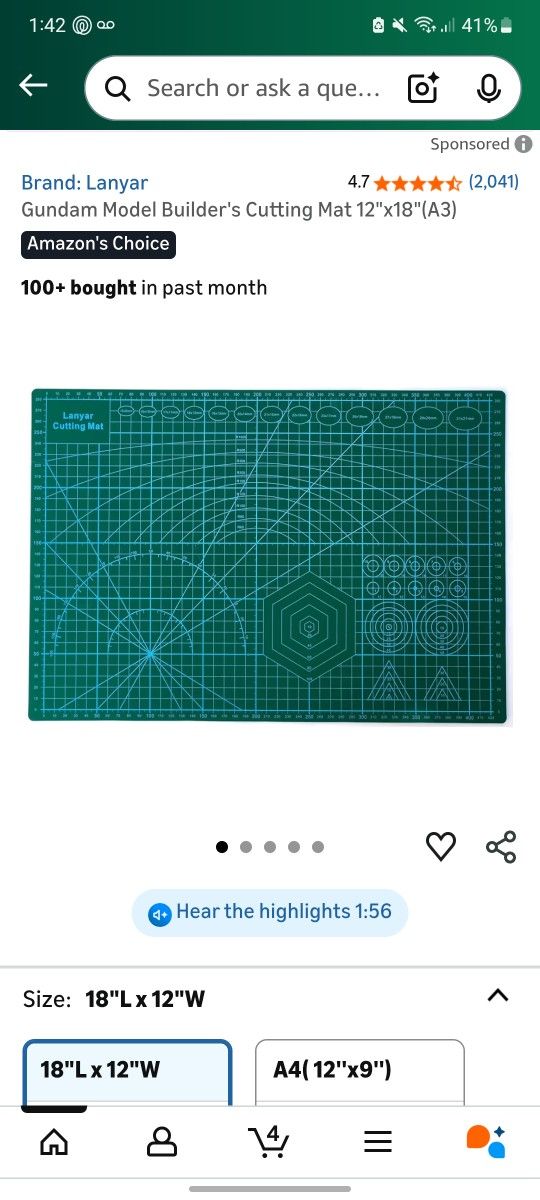 GUNDAM MODEL BUILDER CUTTING MAT 12"×18"