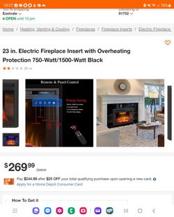 Electric Fireplace Heater...insert With Overheating Protection,