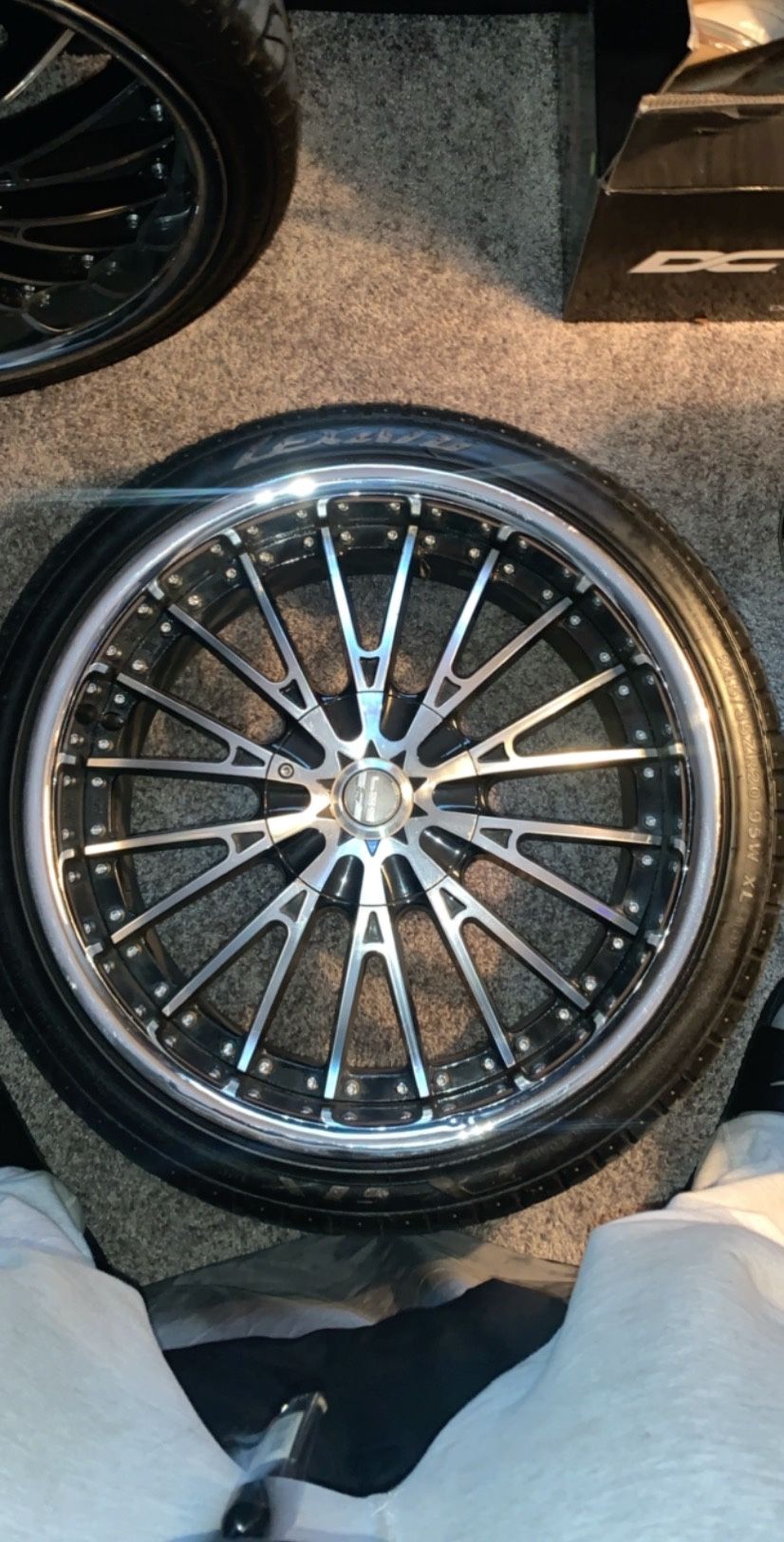 20 inch black and chrome rims