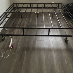 Metal 9in box spring + Bed Frame with Wheels