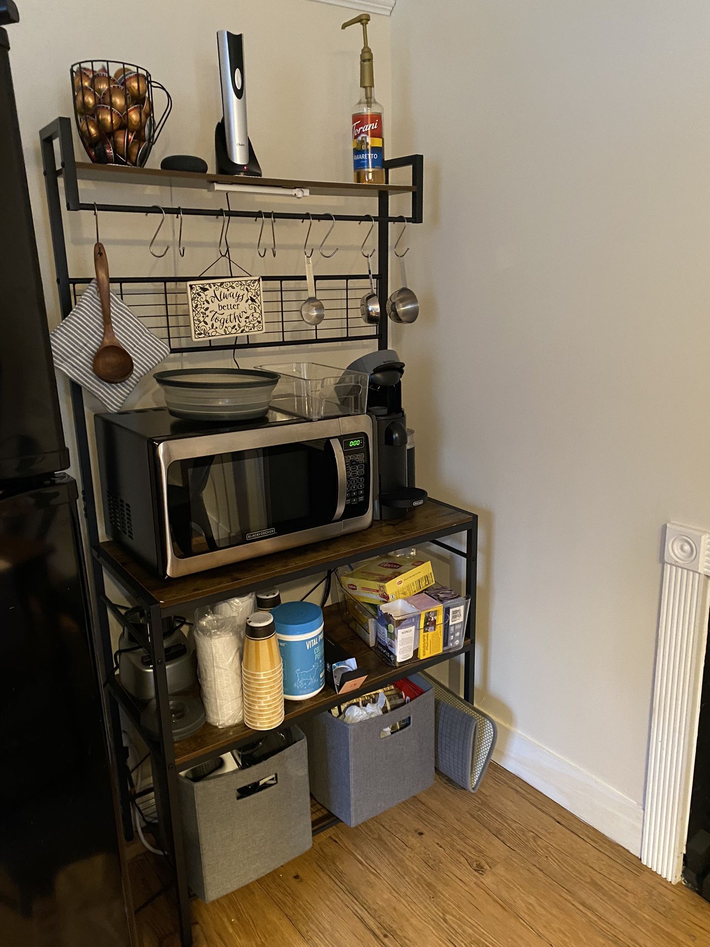 Bakers Rack for Kitchen with Storage, 4Tier Microwave Oven Stand