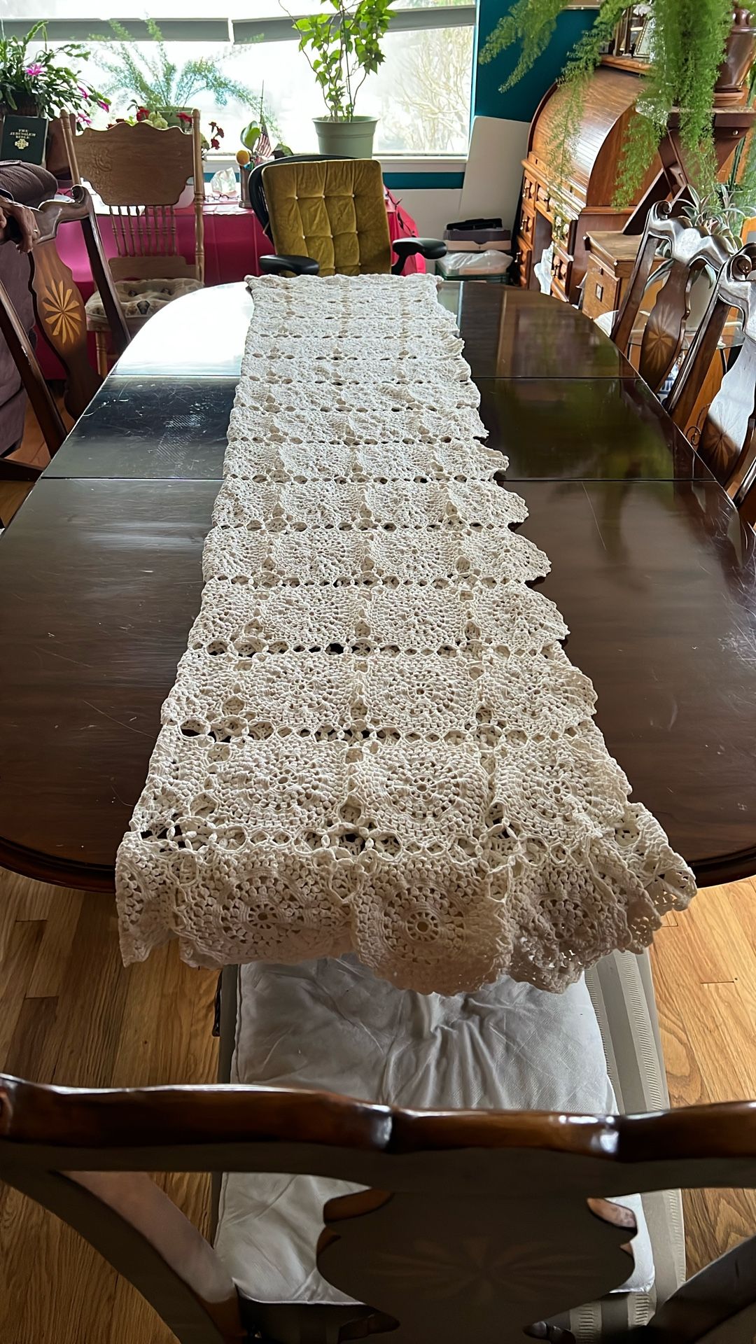 Hand Crochet Large Table Cloth Cover 7.5 Feet X 6.7 Feet