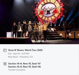 Guns n' Roses World Tour 2026 Rose Bowl