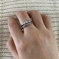 David Yurman 925 Sterling Silver Dianond X Cross Ring