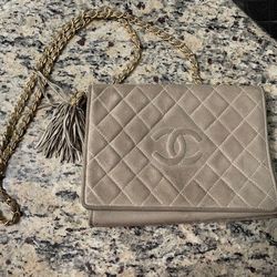 Authentic CHANEL Quilted velvet Chain Flap Shoulder Bag Crossbody 