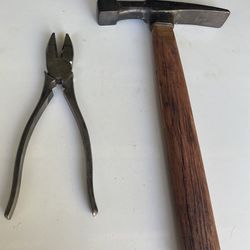 Tools Vintage Hammer And Multi Pliers