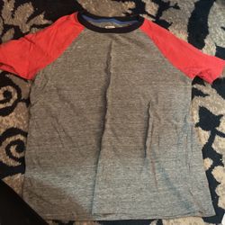 Old Navy Baseball Tee Size 8 Grey/ Orange w/ Navy Collar