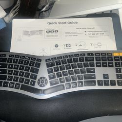 Backlit Bluetooth Ergonomic Keyboard, ProtoArc EK01 Plus Full Size Wireless Split Keyboard with Dual Bluetooth and USB, Cushioned Wrist Rest, Recharge