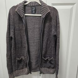 Mens Truth Substance Common Sense Stylish Slouchy Throw Over Zip Sweater Size M