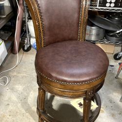 Swivel Bar Stools- Wood & Leather