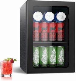 Compact 24 Can/0.9 Cu.Ft Mini Fridge For Soda, Drink,Beer Or Wine, Portable Quiet Small Beverage Refrigerator Cooler With Removable Shelves&Manual Tem