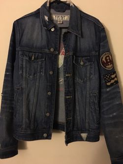 Guess Denim Embroidered Trucker Jacket