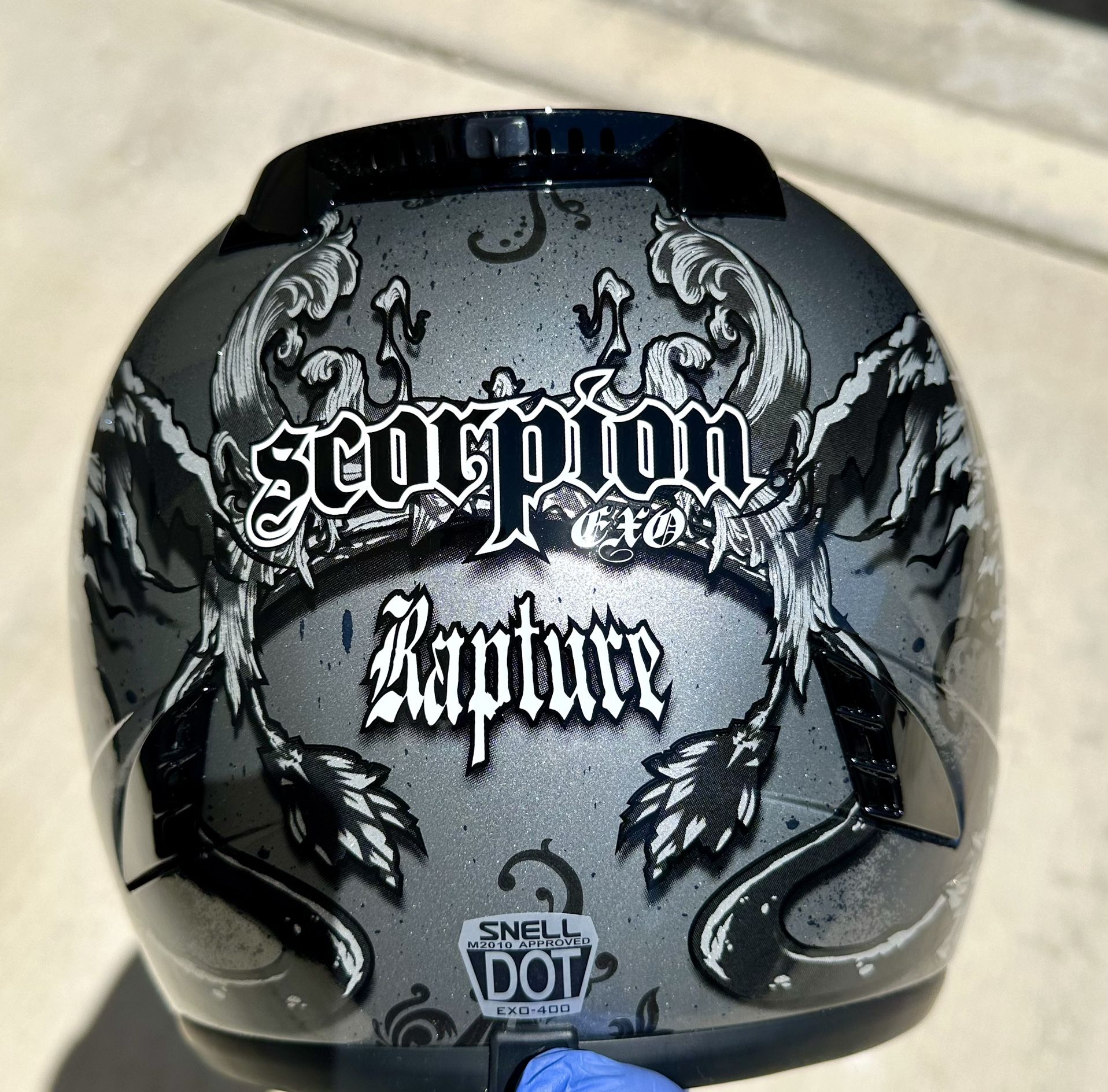 Scorpion Exo 400 Rapture Motorcycle Helmet, Silver, Medium