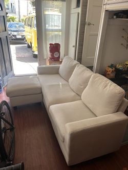 White Couch With Ottoman