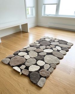 NuLOOM Pebble Wool Rug 3x5 Hand Tufted Natural Stones Pattern