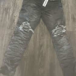 Purple Jeans Grey Dirty Blowout Size 36 (100% Authentic Can Provide Receipt) Never Worn