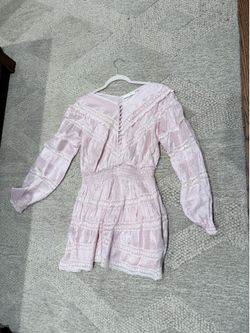 Like New - LOVESHACKFANCY Jones Ruffle Lace Inset Long Sleeve Minidress In Light Lilac
