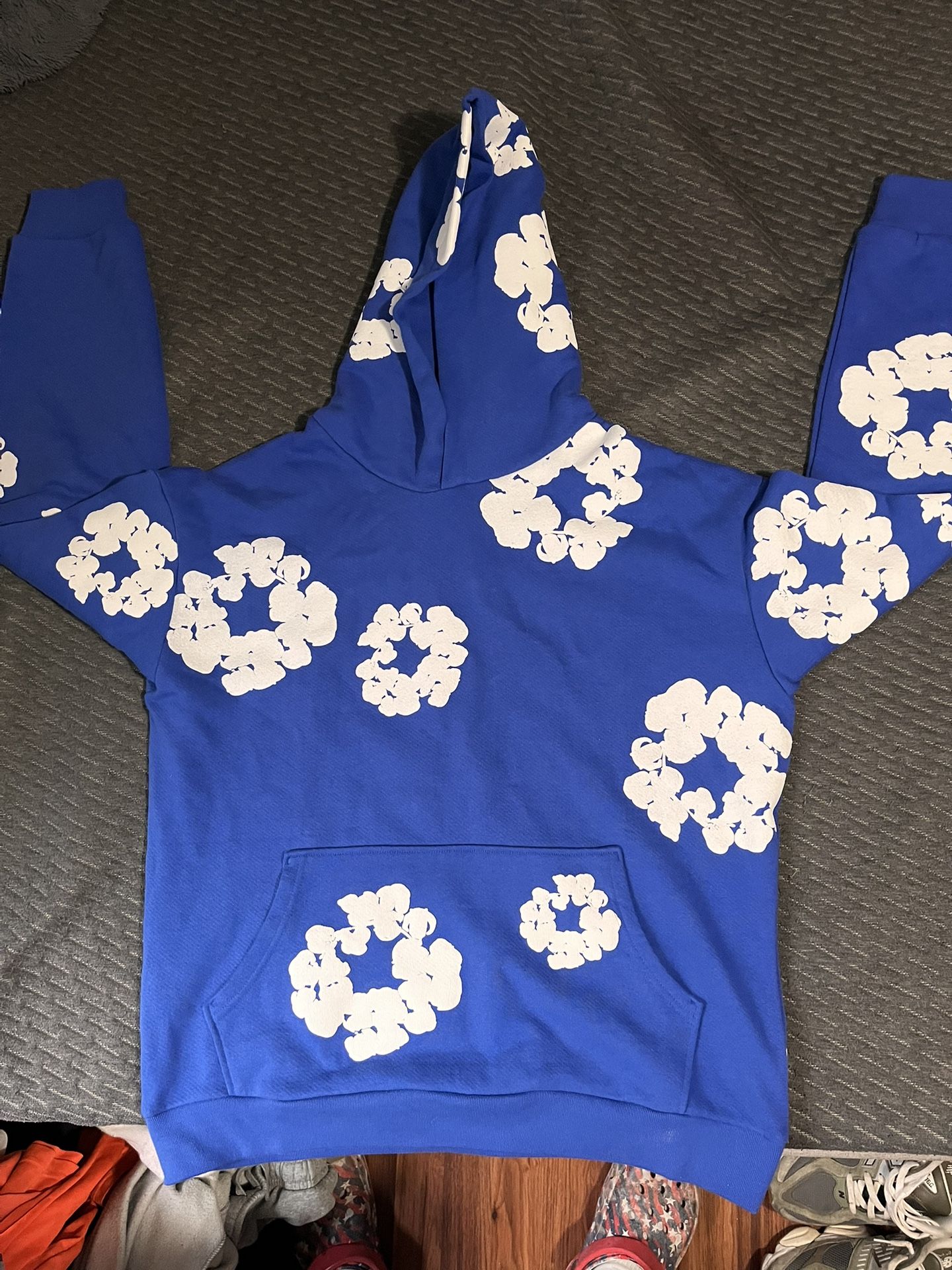 White On Blue Denim Tears Hoodie