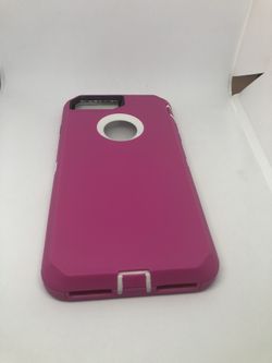 For iPhone 8 Plus (5.5”) pink / white hard case with built in screen protector