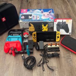 Limited Edition Pikachu and Eevee Nintendo Switch Bundle With Games Etc.