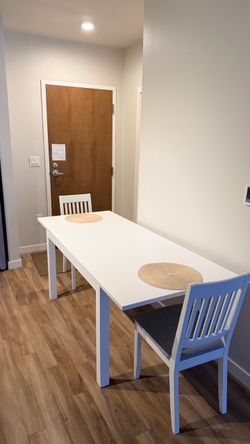 IKEA White Dining Table with Two Chairs