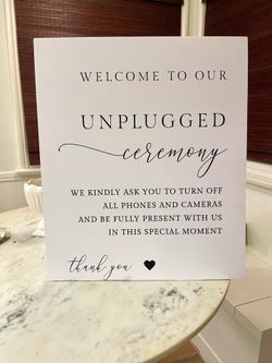 Unplugged wedding ceremony sign