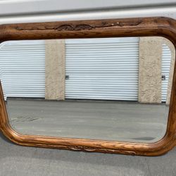 Solid Oak Beveled Mirror