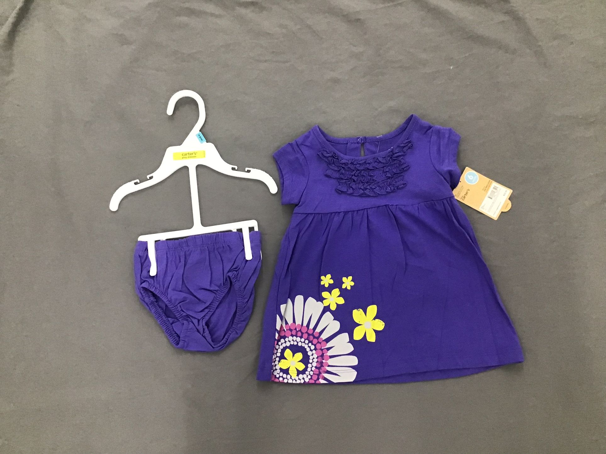 Carters 2 pc violet purple dress and matching bottom for baby 6 month