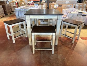 PIKE & MAIN Gibson Modern Farmhouse Style Two-Tone Cream Counter Height Dining Table Set (Set of 4)