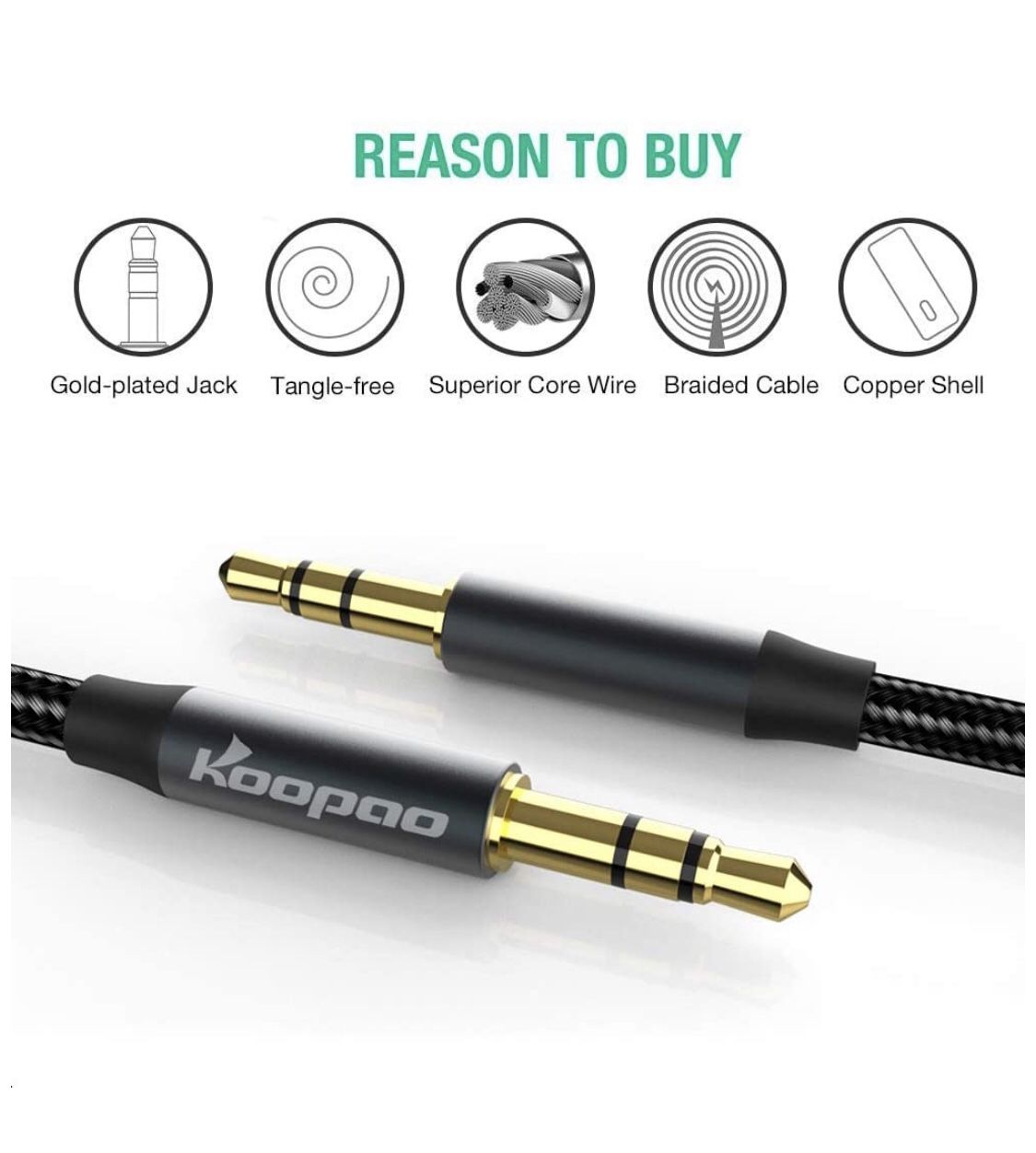 Brand new! 3.5mm AUX Audio Male to Male Stereo Cable, 3.5mm Aux Auxiliary Audio HiFi Sound Nylon Braided Cord for All 3.5mm-Enabled Devices Headphon