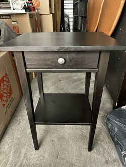 Black Side Table / Nightstand with Drawer