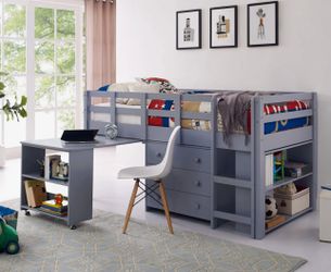 Twin Loft Bed with Desk