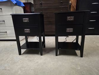 Set of 2 Small Modern Black Nightstands
