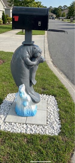 Solid concrete manatee mailbox/ free delivery and installation