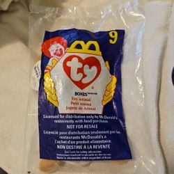 TY Teenie Beanie Babies w/Errors -1993 - #9 BONES -  In Original Pkg. Unopened 