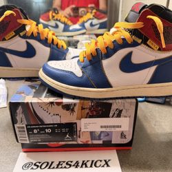Air Jordan 1 High OG x Union LA  “Storm Blue” Size 8.5