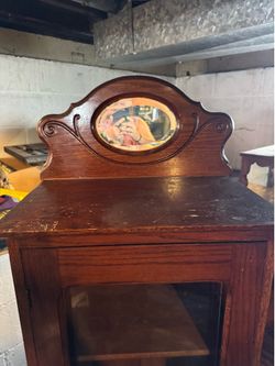70’s Vintage wood curio cabinet
