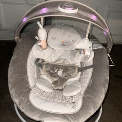 Ingenuity InLighten Baby Bouncer Seat, Light Up Toy Bar, Bunny Tummy Time Pillow Mat - Twinkle Tails