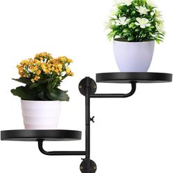 Rotating Window Plant Shelves, 2-tier Metal Plant Stand, Wall Mounted Plant Holder, Indoor&Outdoor Garden Multiple Plants Flower Display Rack,