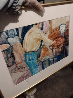 Almond Rooster Painting Watercolor