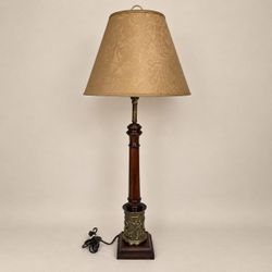 Frederick Cooper 40" Mahogany Brass Vintage Neoclassical Table Lamp w/ Shade