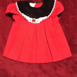 Rose Cottage Red And Black Dress Size 6-9 Months 