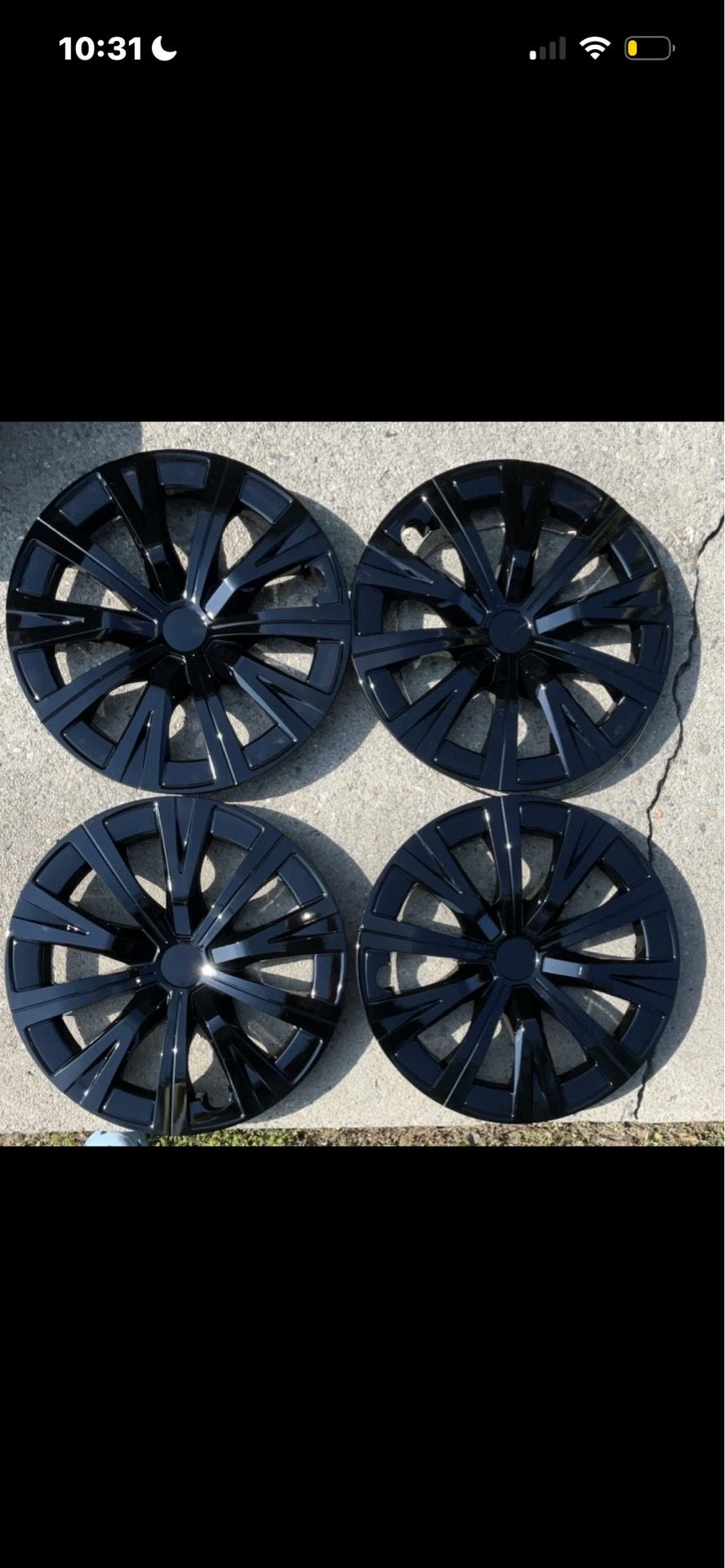 WJ-5120-16” Black Glossy Hubcaps Wheel Covers Set of 4 Light Scratch NEW
