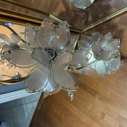 Antique 1970 Lotus flower Floor Side Table Lamp