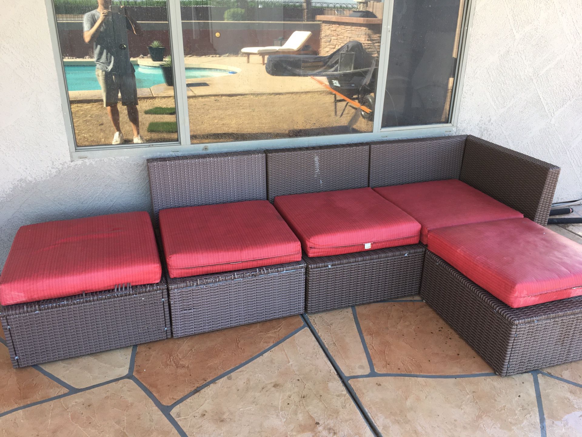 Wicker outdoor set patio furniture w cushions $150 see pics
