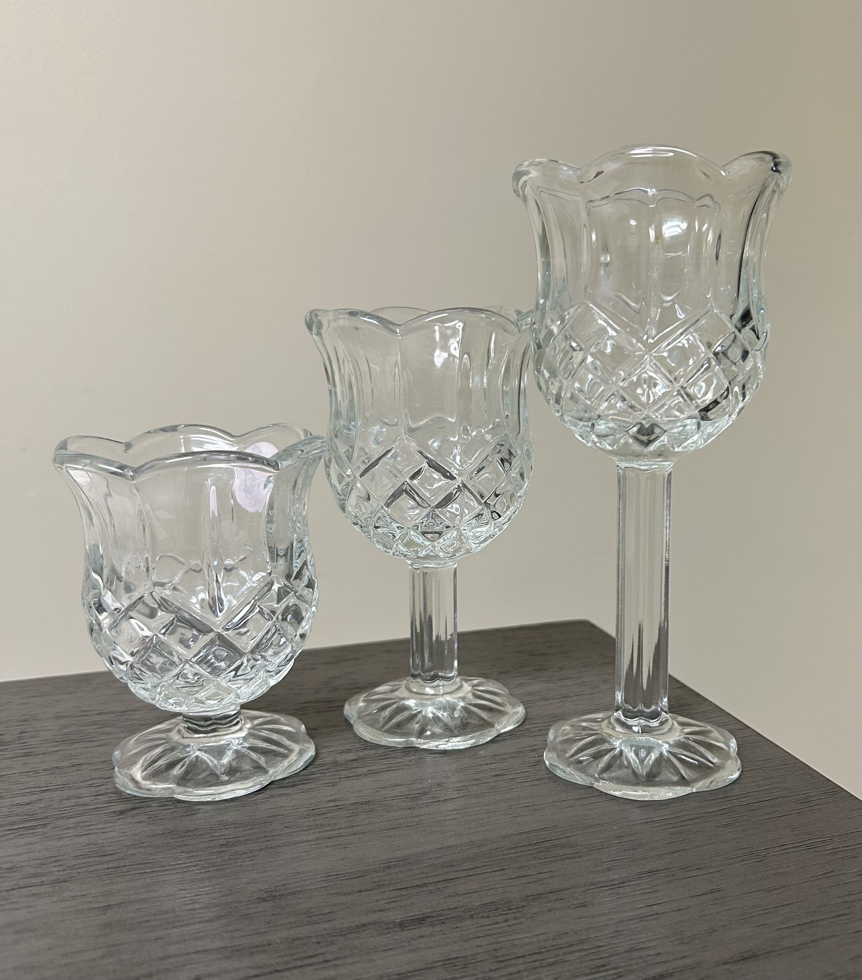 Elegant Glass Candle Holders Set Of 3
